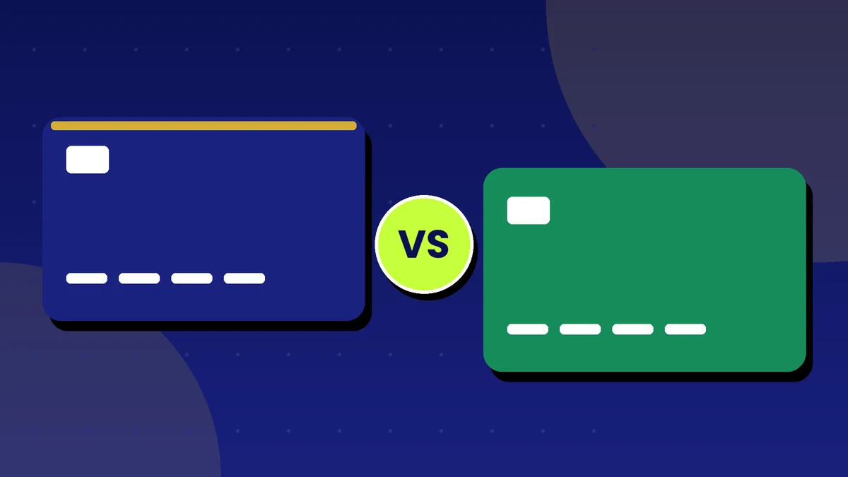 Two corporate cards facing each other with a VS badge