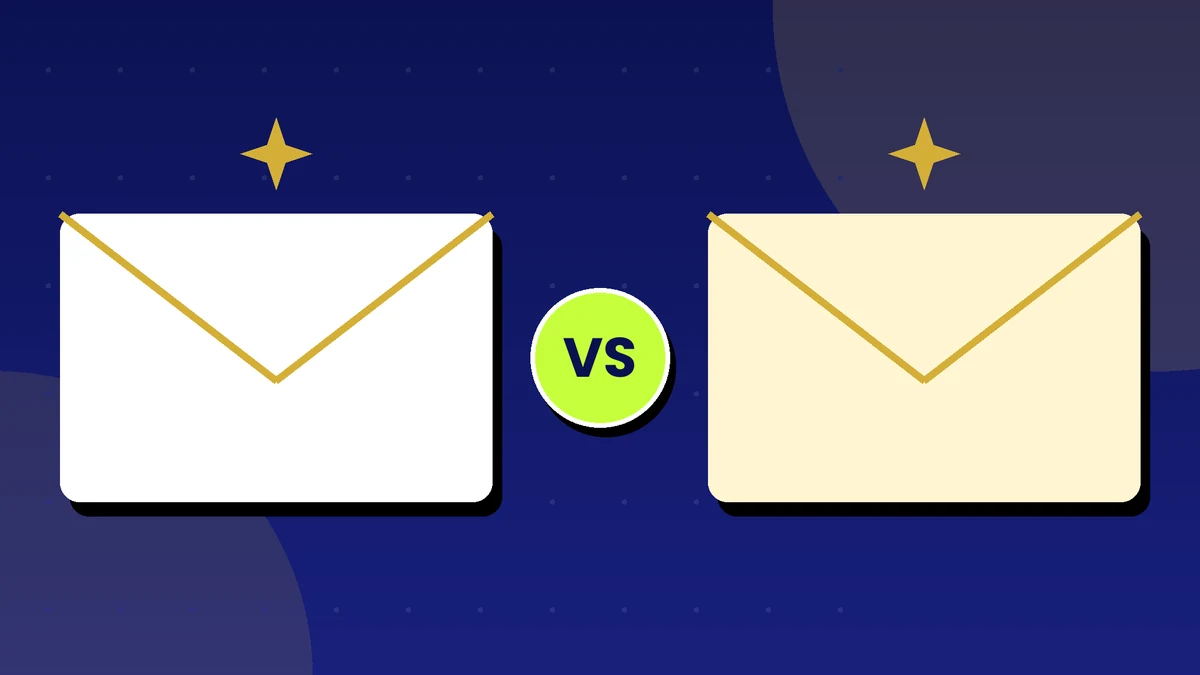 Two envelopes facing each other with a VS badge