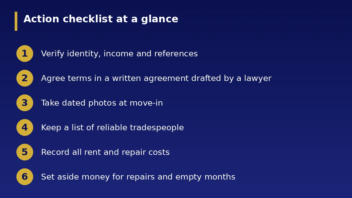 The action checklist at a glance: First-Time Landlord Guide: Managing a Rental Property in...