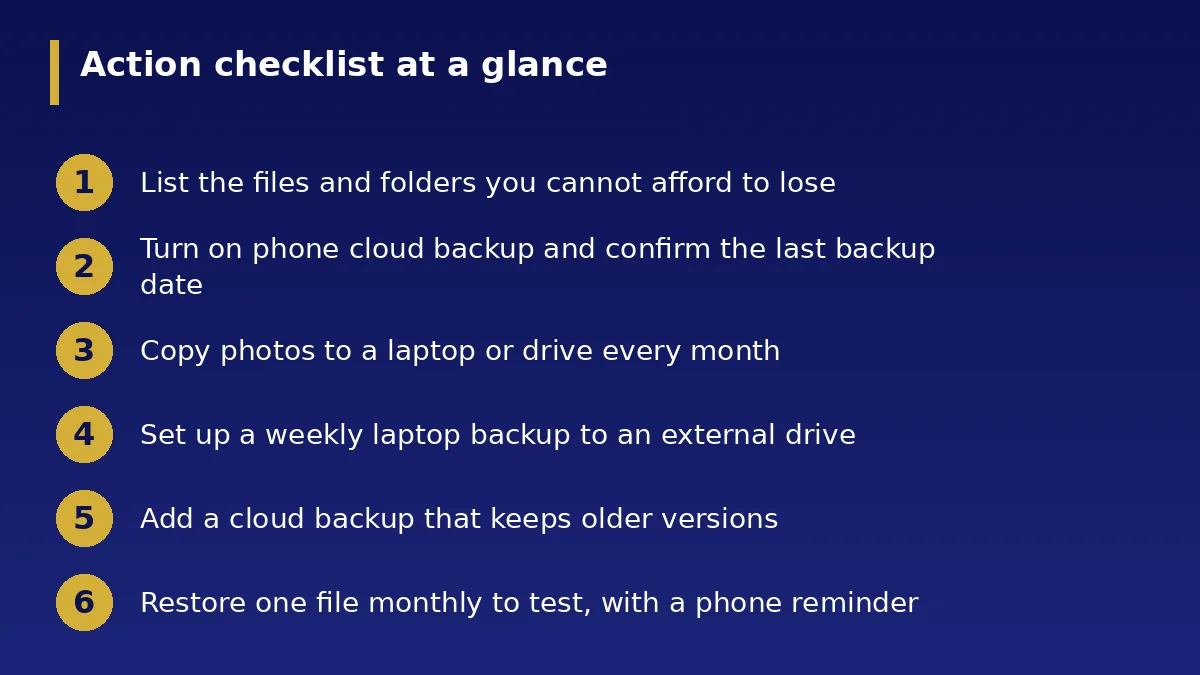 The action checklist at a glance: How to Back Up Your Phone and Laptop So You Never Lose...