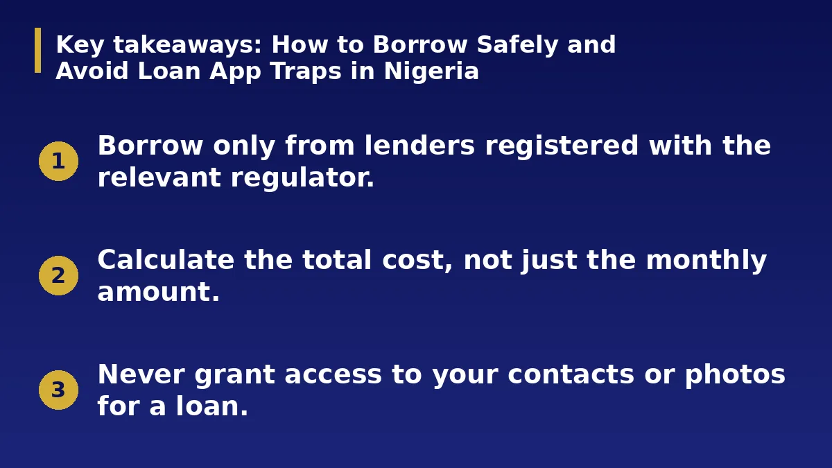The three main points of this guide: How to Borrow Safely and Avoid Loan App Traps in Nigeria