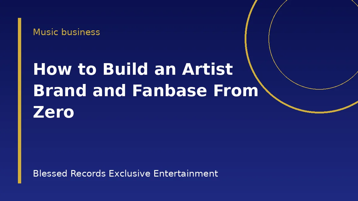 Artist on stage with a growing crowd and social media icons