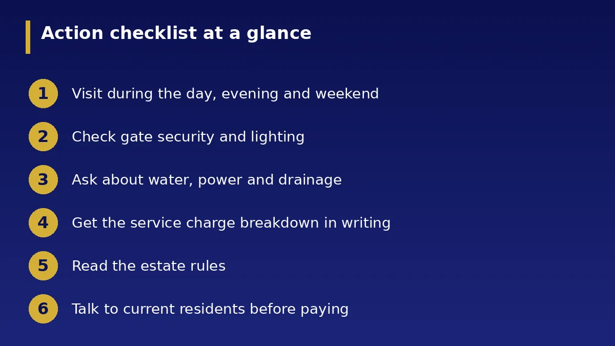 The action checklist at a glance: How to Choose a Good Estate or Gated Community in Nigeria