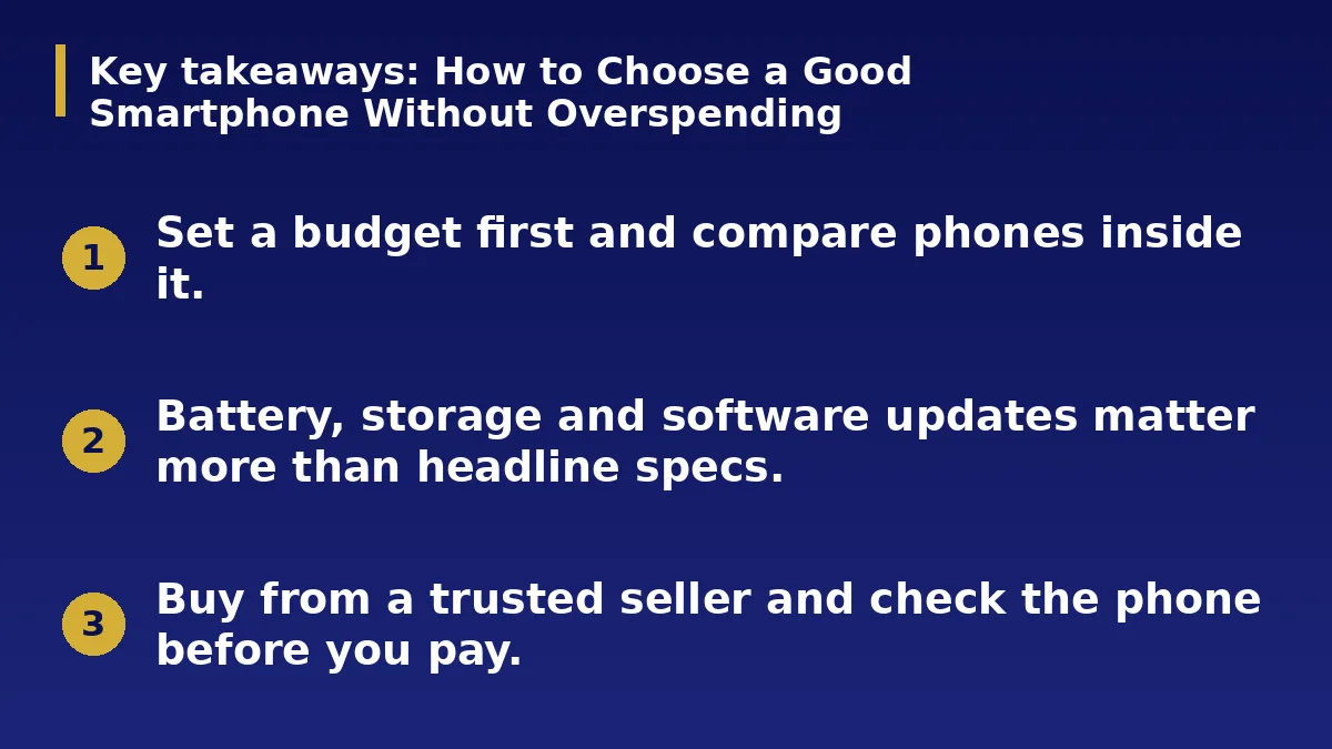 The three main points of this guide: How to Choose a Good Smartphone Without Overspending