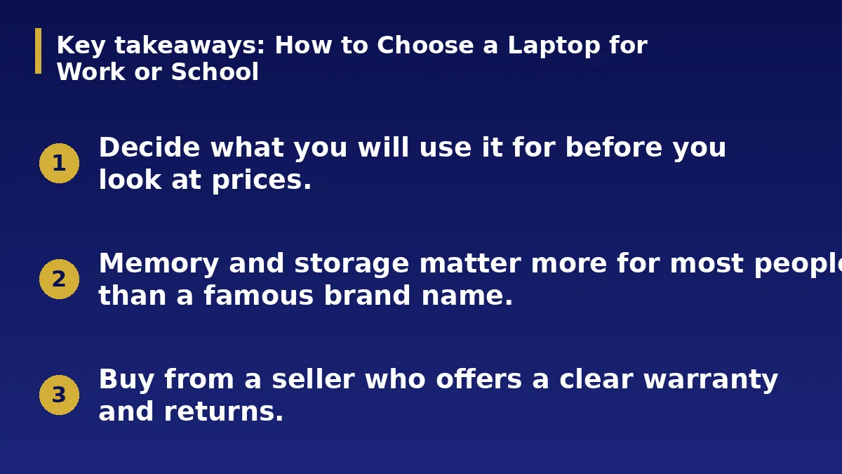 The three main points of this guide: How to Choose a Laptop for Work or School