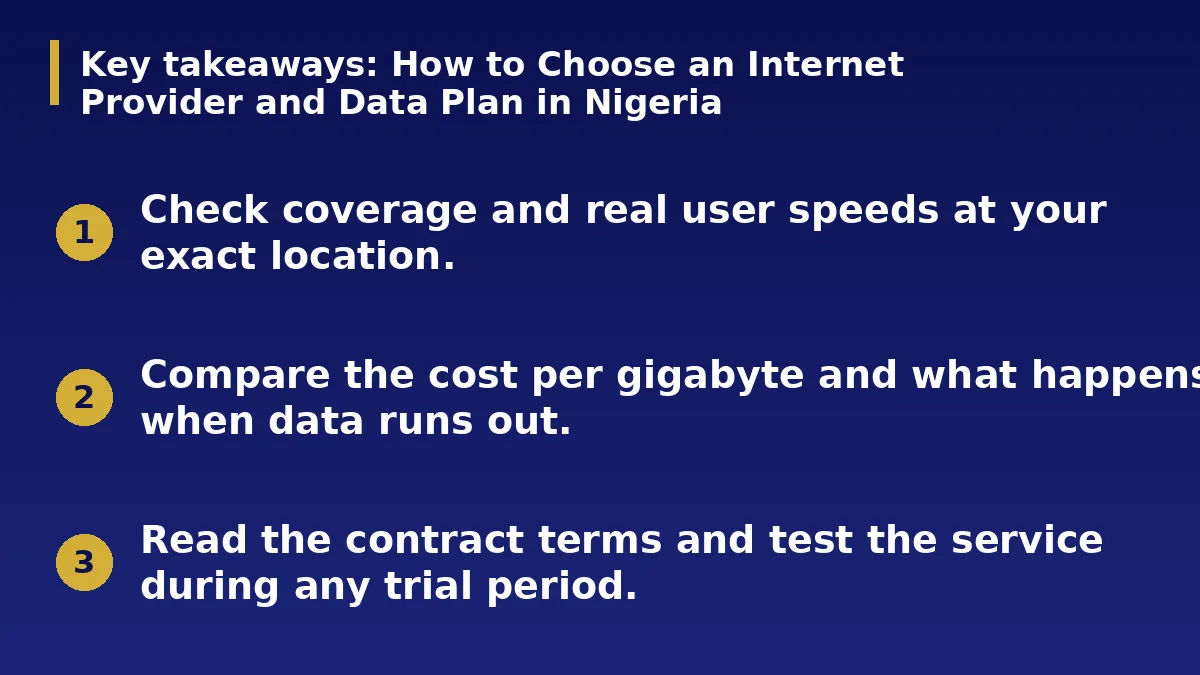 The three main points of this guide: How to Choose an Internet Provider and Data Plan in Nigeria