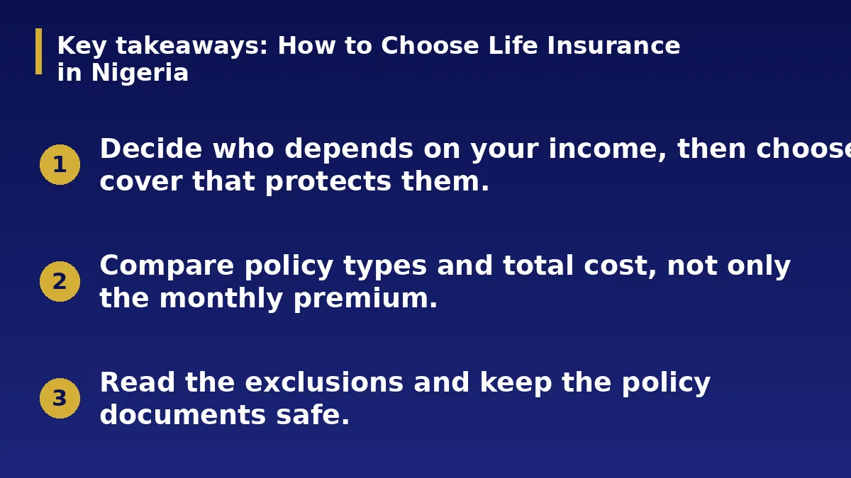The three main points of this guide: How to Choose Life Insurance in Nigeria