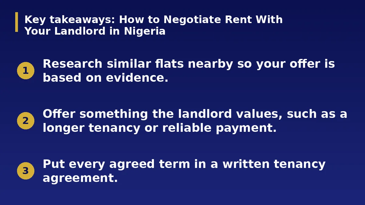 The three main points of this guide: How to Negotiate Rent With Your Landlord in Nigeria