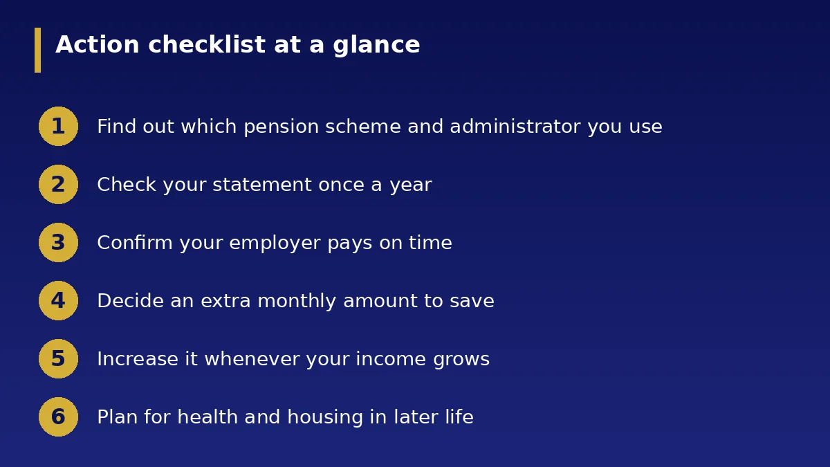 The action checklist at a glance: How to Plan for Retirement in Nigeria: Pension Basics