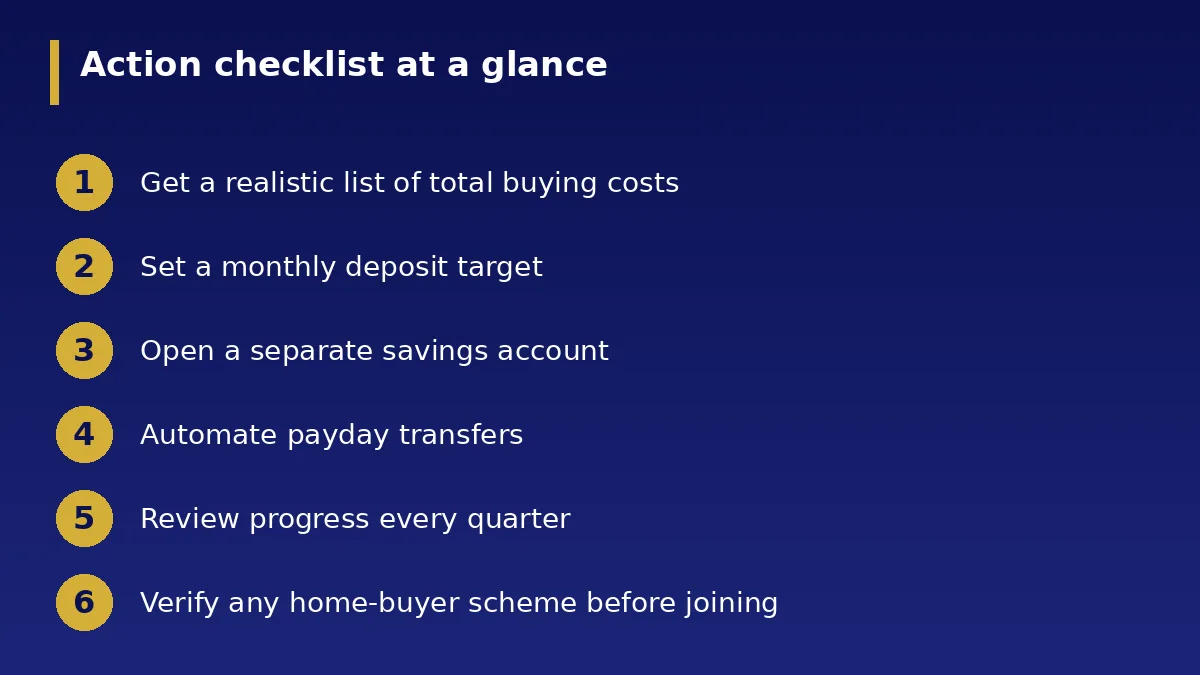 The action checklist at a glance: How to Save for a House Deposit in Nigeria