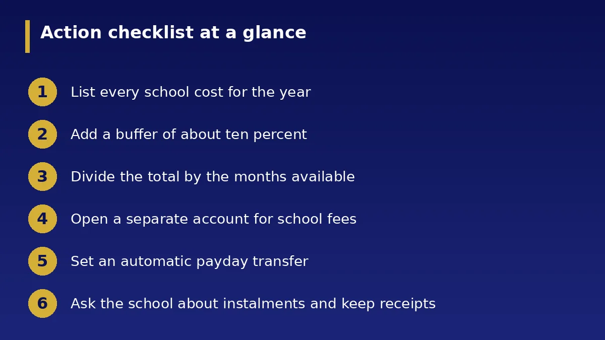 The action checklist at a glance: How to Save for School Fees in Nigeria Without Stress