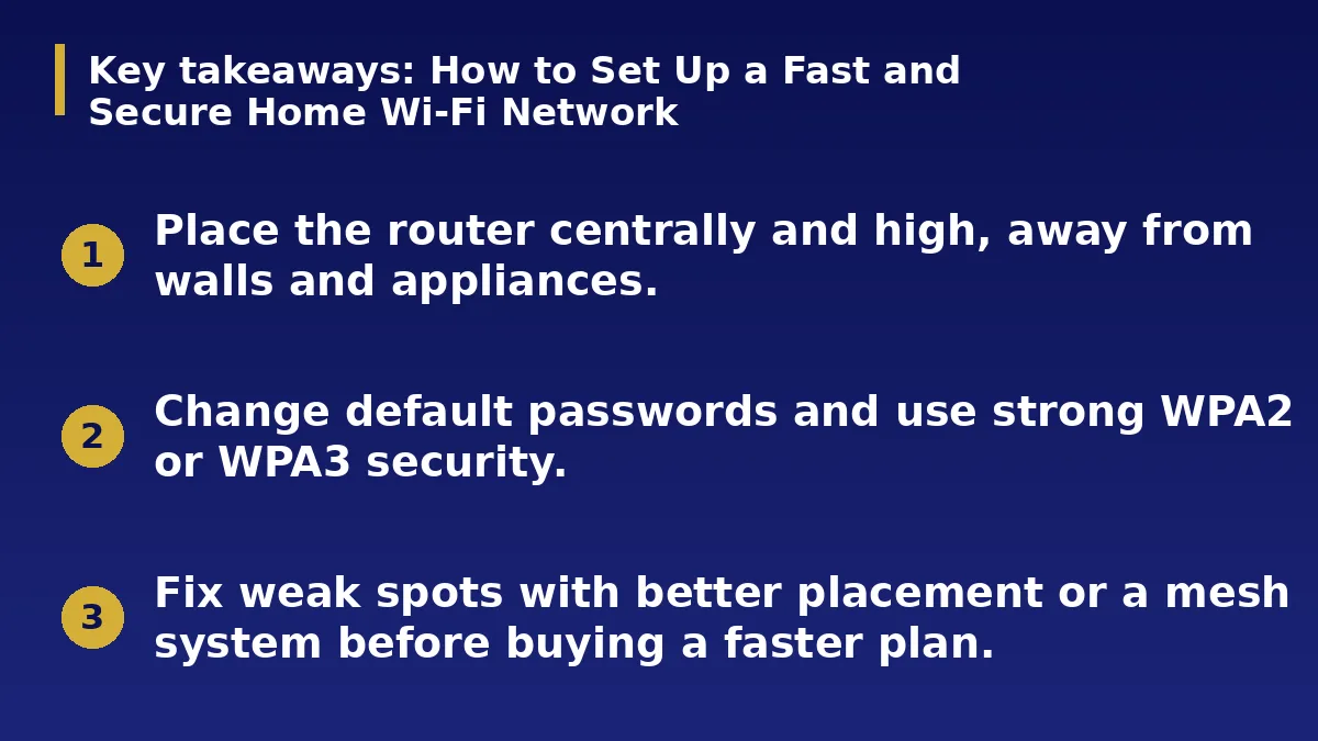 The three main points of this guide: How to Set Up a Fast and Secure Home Wi-Fi Network