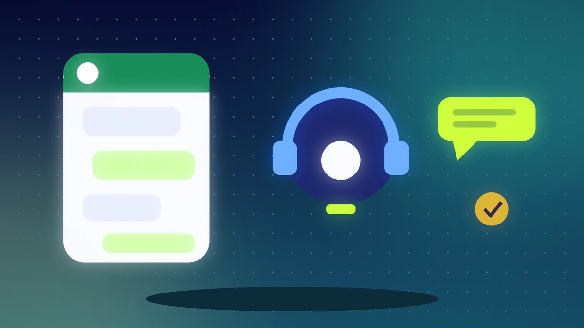 Phone with chat bubbles, a headset icon and a verified customer tick