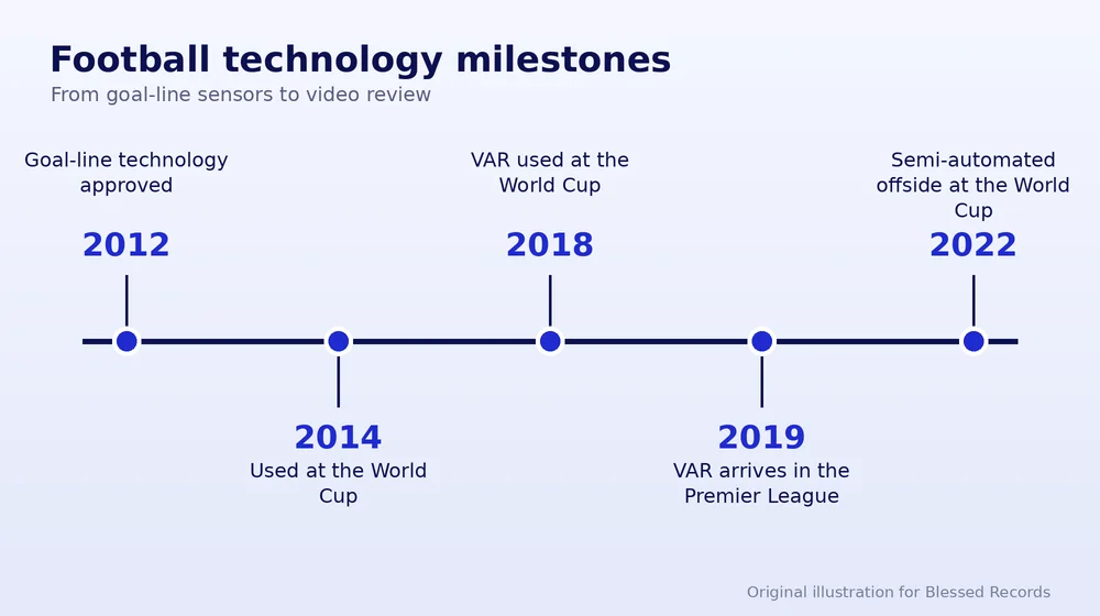 Timeline of football technology milestones from 2012 to 2022