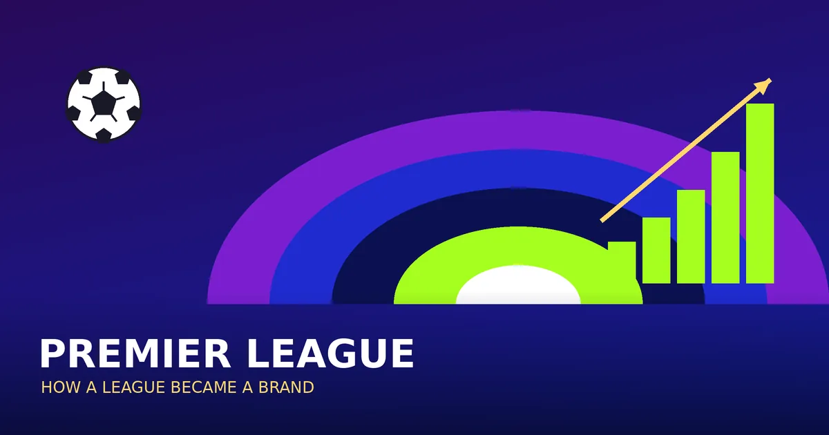 Illustration of a stadium in purple and blue with a rising bar chart