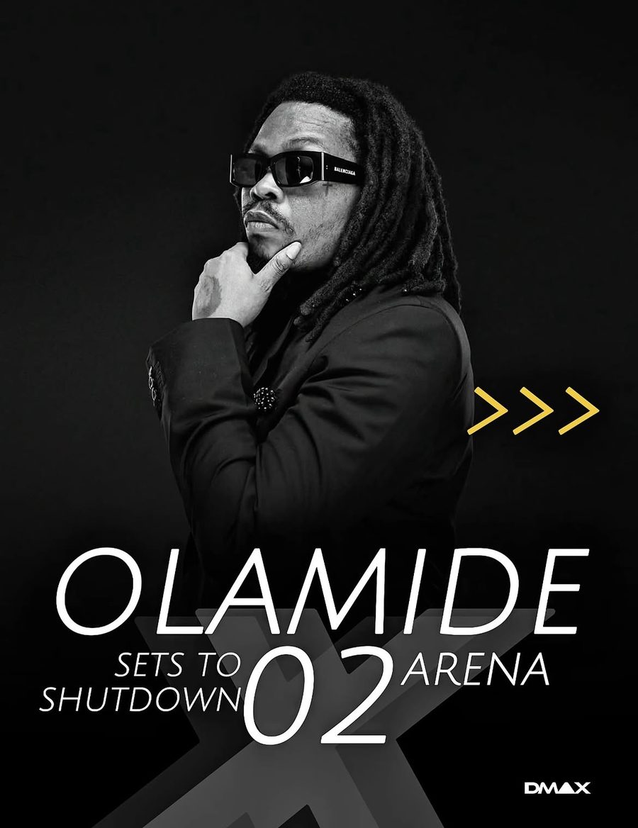Olamide promotional flyer showing the date 25 March 2027 and the website olamide.london